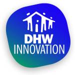 DHW Innovation logo with green and blue