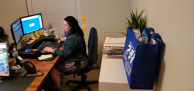 Erika Vasquez is a teleworking 2-1-1 CareLine Agent. CareLine calls are patched through to her home router through the Meraki system, so she can securely take 2-1-1 phone calls.